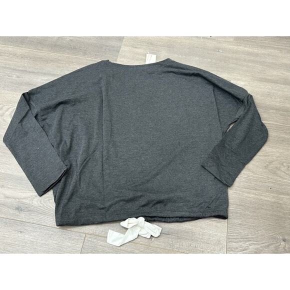 Eberjey Womens Heather Slouchy Pajama Top Drawstring Hemline Charcoal Size S NWT - Picture 9 of 9